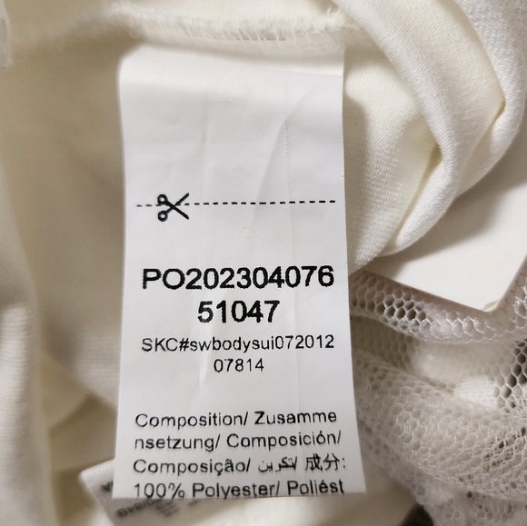 Nwt,Wdirara | Womens White Long sleeve,laced Bodysuit - Picture 8 of 8